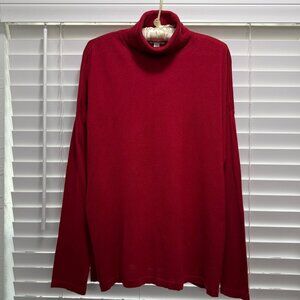 J. Jill Women's Silk & cotton solid red turtleneck sweater; L petite